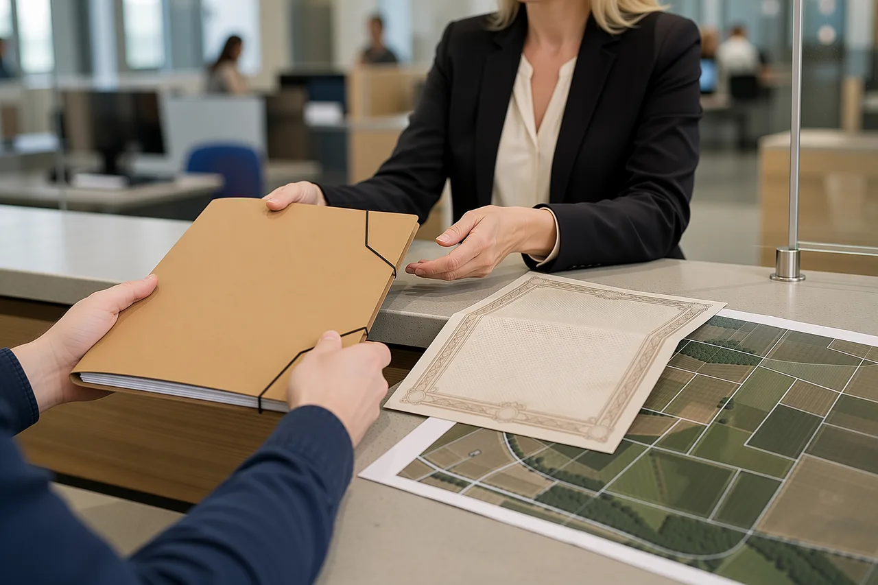 Dokumenty i mapa działki podczas analizy zagadnienia założenie księgi wieczystej dla działki