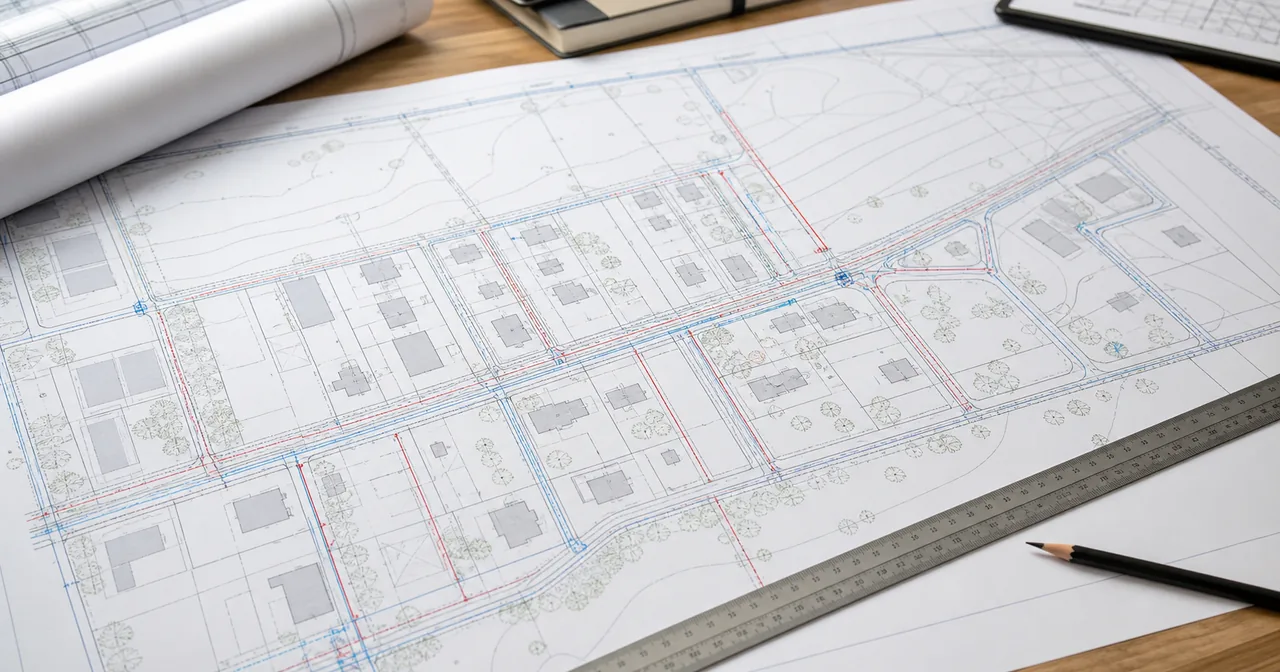 Realistyczna analiza działki pokazująca temat: mapa zasadnicza