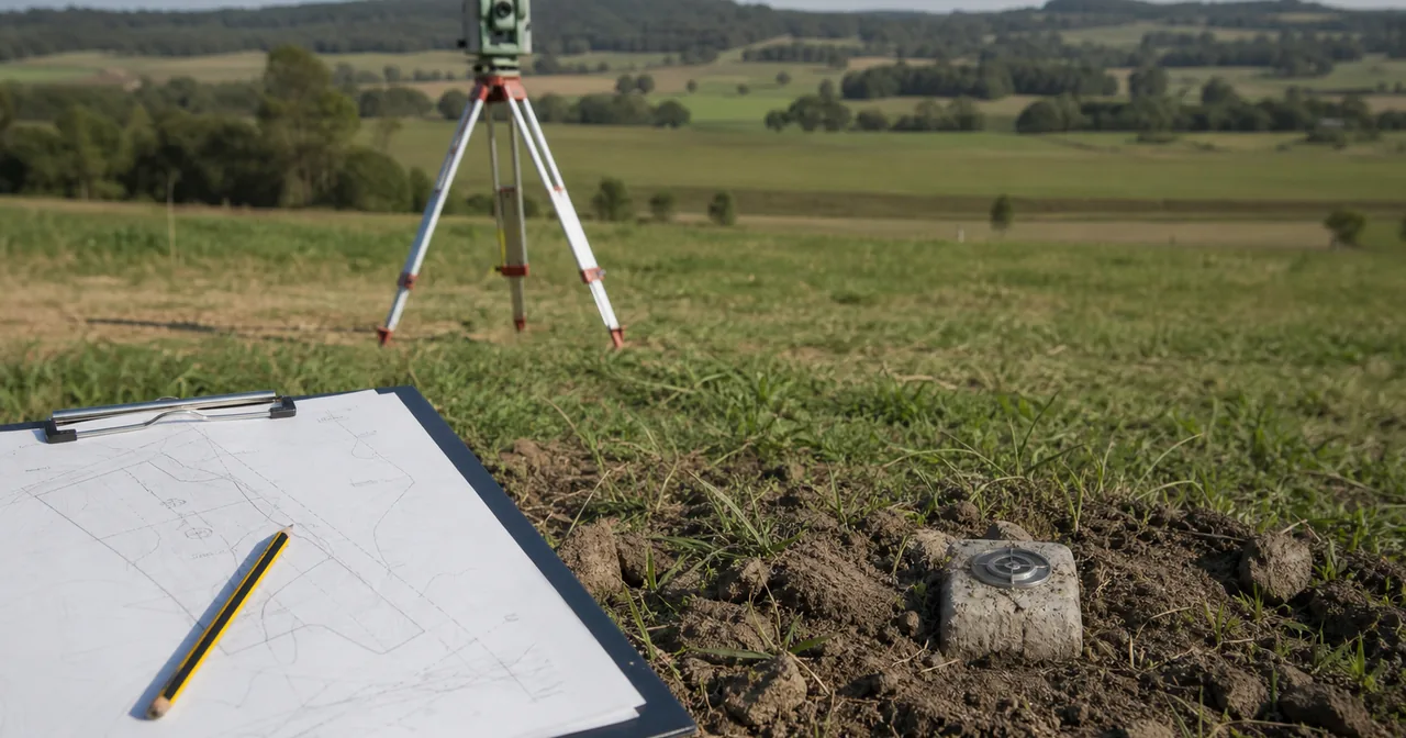 Realistyczna analiza działki pokazująca temat: osnowa geodezyjna