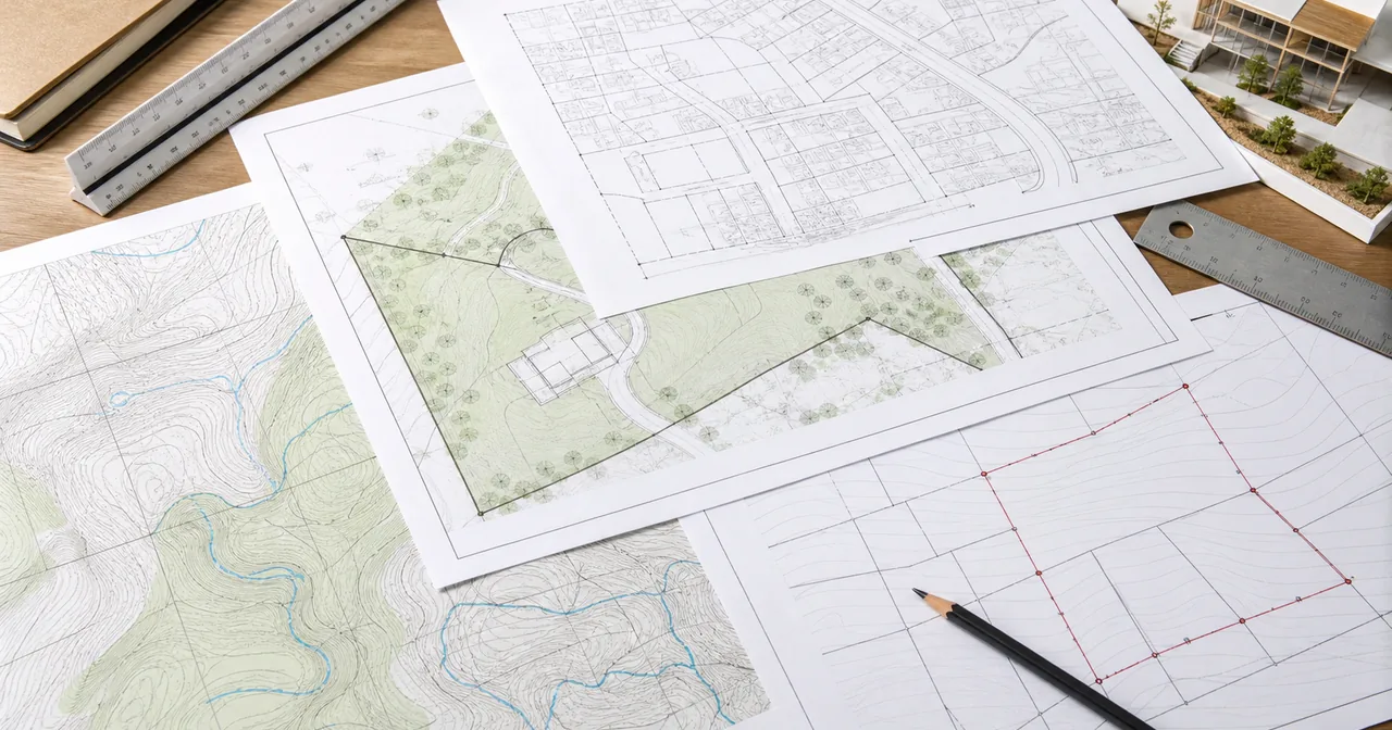 Realistyczna analiza działki pokazująca temat: rodzaje map geodezyjnych