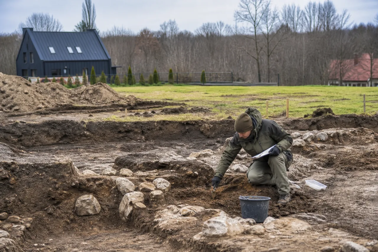Scena przedstawiająca zagadnienie stanowisko archeologiczne działka