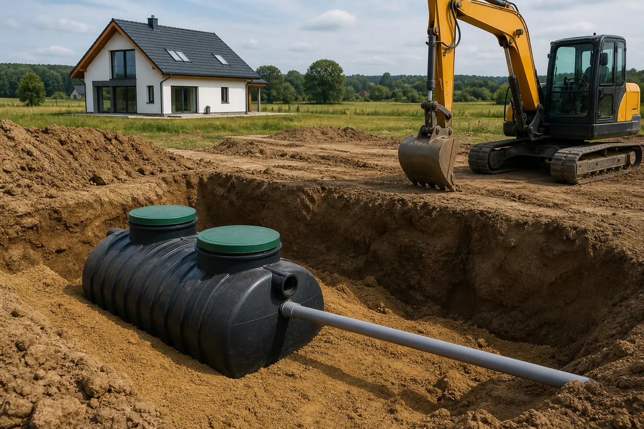 Scena przedstawiająca zagadnienie szambo na działce
