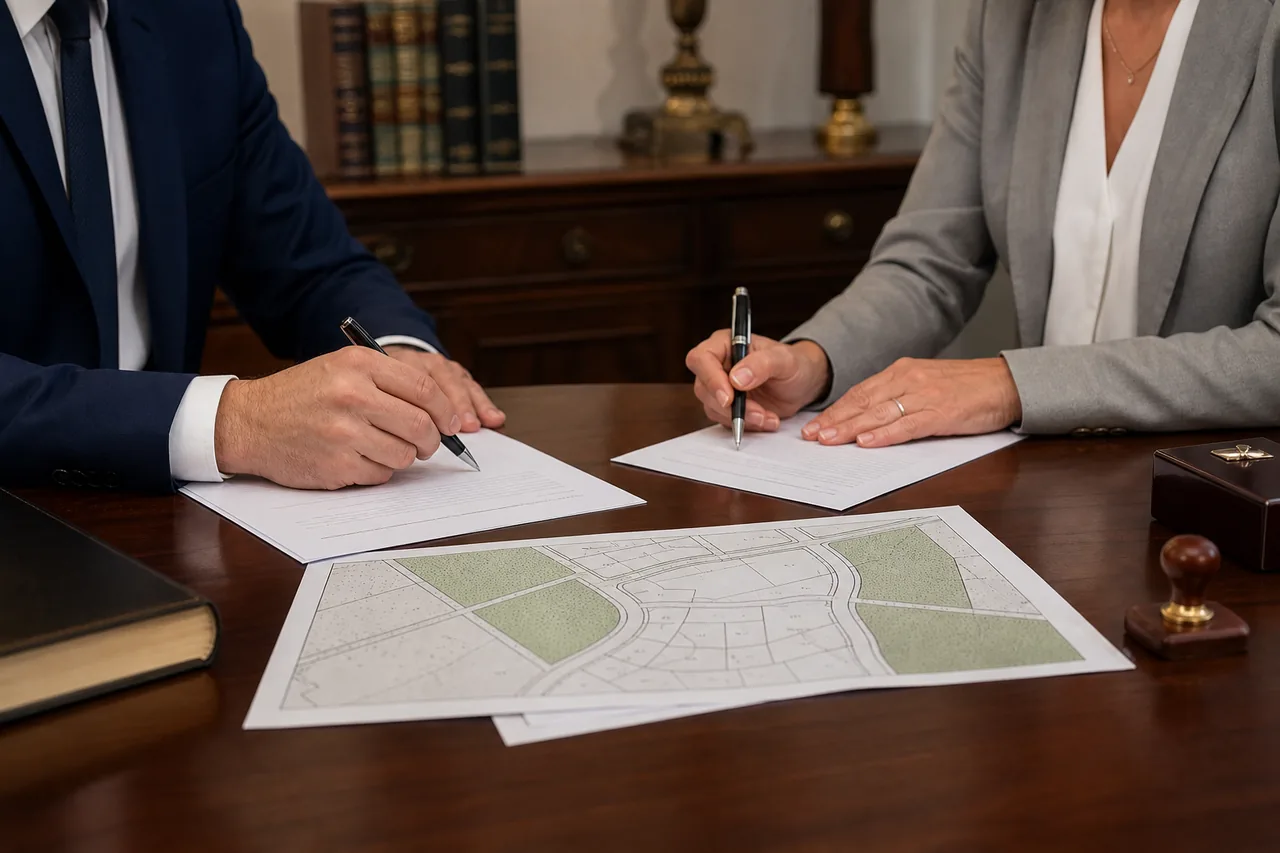 Dokumenty i mapa działki podczas analizy zagadnienia umowa przedwstępna działki