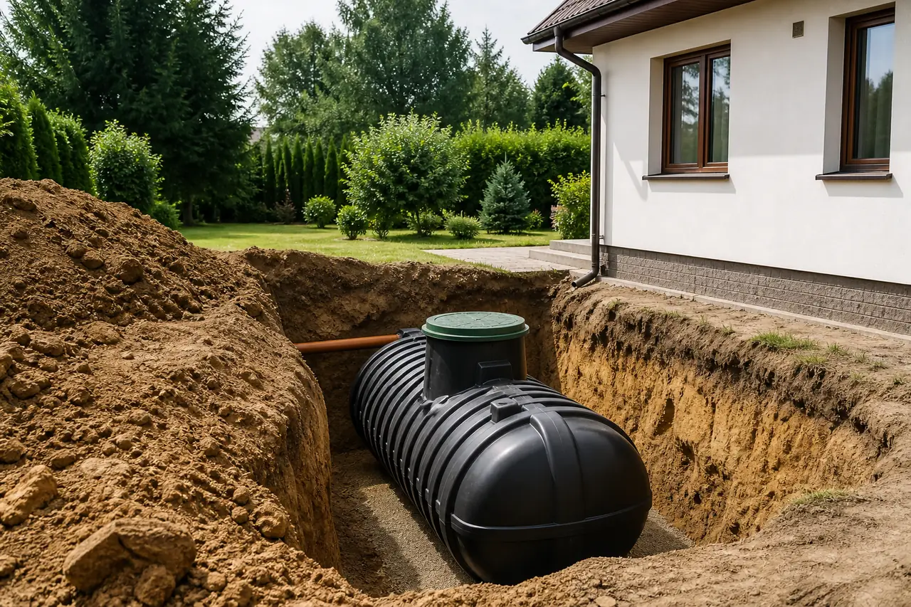 Scena przedstawiająca zagadnienie zbiornik na deszczówkę